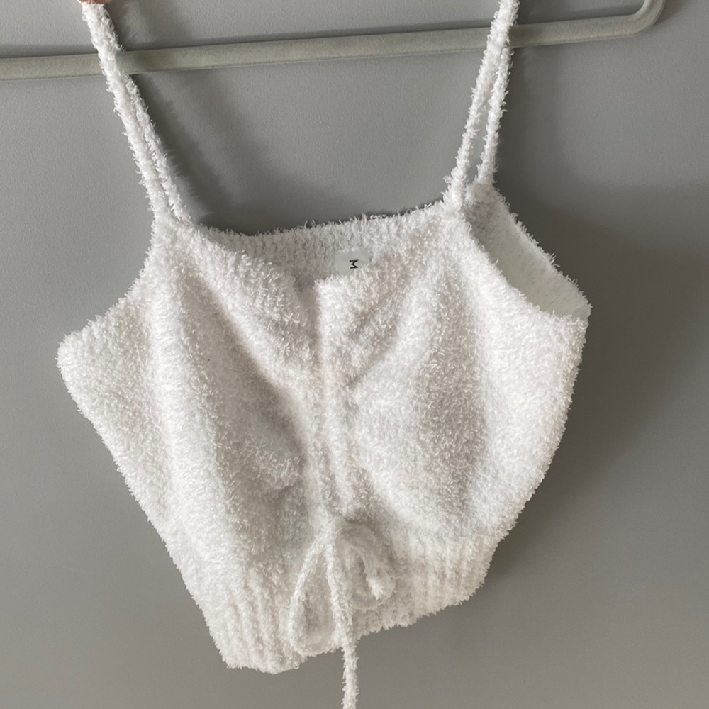 White fuzzy tank top